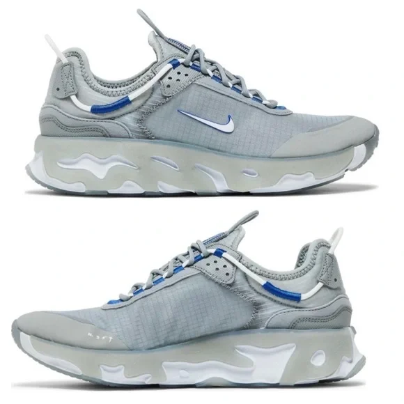 NEW Nike React Live Light Smoke Grey Hyper Royal Tennis Shoes Size 6.5 - Picture 2 of 12
